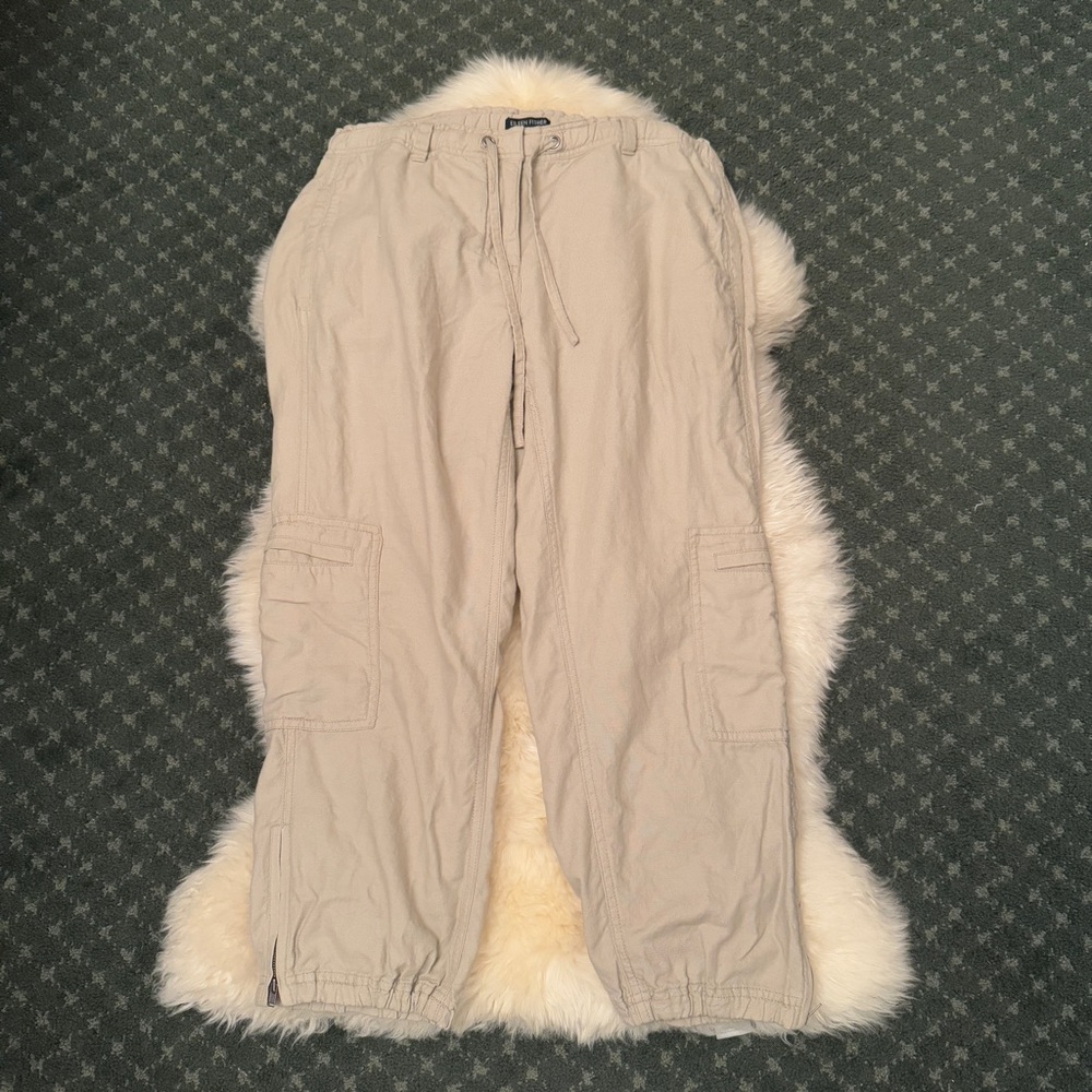 Eileen Fisher Beige Cropped Cargo Ankle Pants